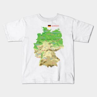 Physical map of Germany Kids T-Shirt